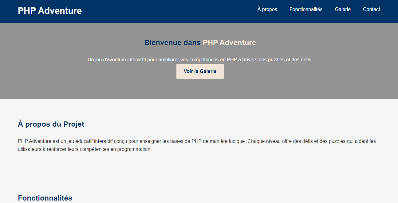 PHP Adventure jeu éducatif programmation